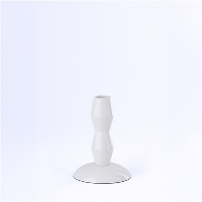 Shiny White Aluminium Candle Holder Sm - White - White