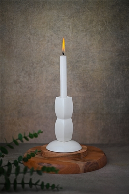 Shiny White Aluminium Candle Holder Sm - White - White - Imagen 3
