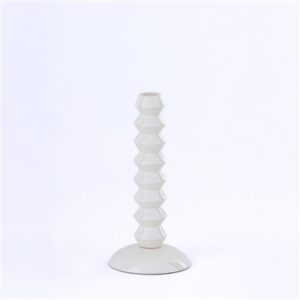 White Shiny Aluminium Candle Holder Lg - White - White