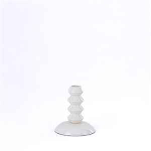 White Shiny Aluminium Candle Holder Sm - White - White