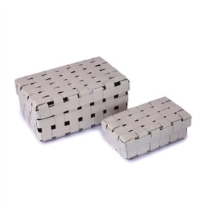 Woven Metal Storage Box Set of 2 - White - White