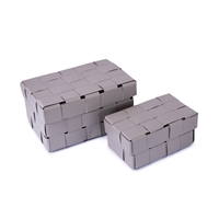 Sheet Metal Woven Meta Storage Box Set of 2 - Gray -ST - Gray