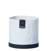 Sm. Creased Paper Pot W/Cement Bottom White- A - A
