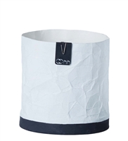 Med. Creased Paper Pot W/Cement Bottom White- A - A