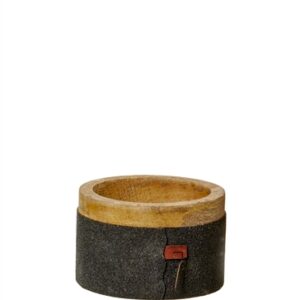 Sm. Mango Wood and Paper Bowl Black- A - A