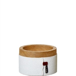 Sm. Mango Wood and Paper Bowl White- A - A