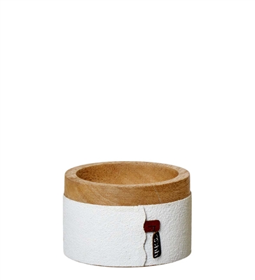 Sm. Mango Wood and Paper Bowl White- A - A