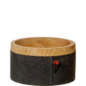 Lg. Mango Wood and Paper Bowl Black- A - A
