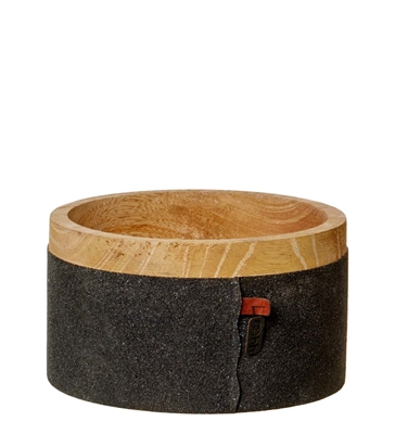 Lg. Mango Wood and Paper Bowl Black- A - A