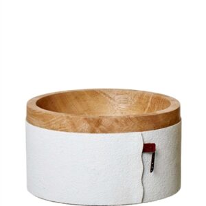 Lg. Mango Wood and Paper Bowl White- A - A