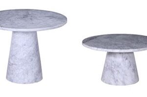 Purple Cones Side Table Set of 2 Mirror Polish Dia 23.62”- A - Pink/Black