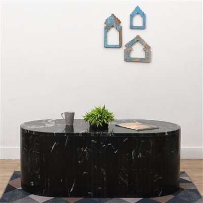 Black Marble Coffee Table-ST - Black & White - Black & White - Imagen 6