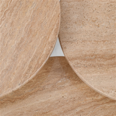 Beige Travertine Coffee Table Set of 3-ST - Beige - Beige - Imagen 5