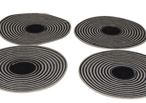 Set of 4 Natural & Black Cotton Woven Placemats -A - Natural and Black