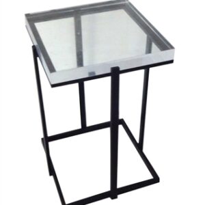 Square Glass Top Side Table w/ Black Legs -A - Black