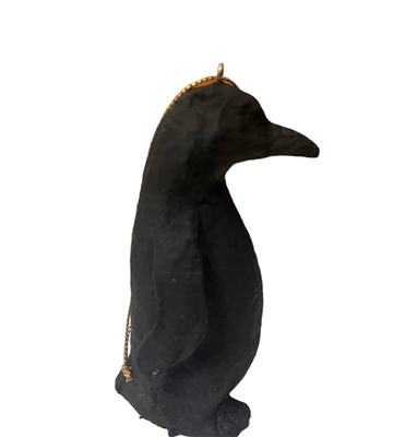 Paper Mache Penguin Orn. Matte Black- A - A