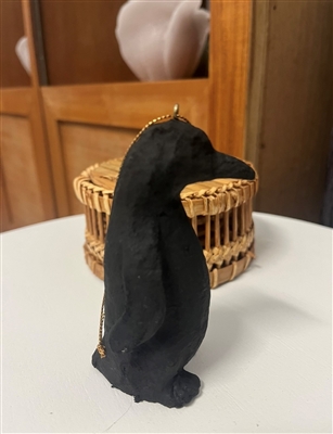 Paper Mache Penguin Orn. Matte Black- A - A - Imagen 2
