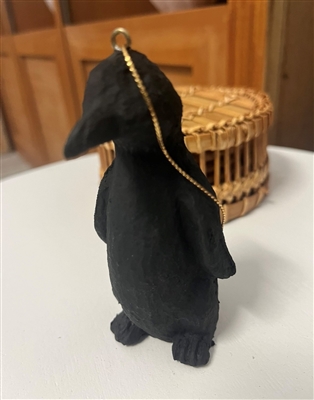 Paper Mache Penguin Orn. Matte Black- A - A - Imagen 3