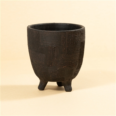 Med Footed Pot Black Brown Dia 7.75" & H 8.25"- A - Black Brown
