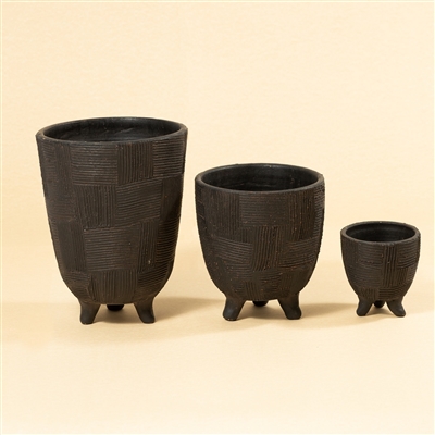 Med Footed Pot Black Brown Dia 7.75" & H 8.25"- A - Black Brown - Imagen 2