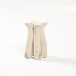 Med Wood Pedestar White Wash Dia 6.25" & H 9"- A - White Wash
