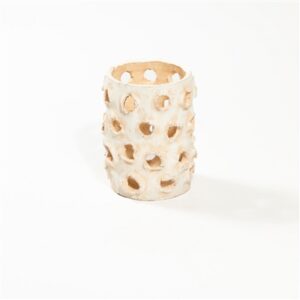 Sm Cylinder Object with holes White Ivory 5"X5"X7.25"- A - White Ivory