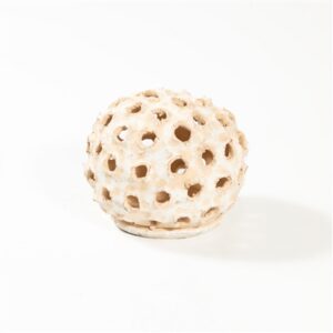 Sm Round Object With Holes White Ivory 8.5"X8.5"x7"- A - White Ivory