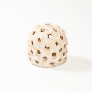 Sm Cylinder Object with holes White Ivory 7.25"X7.25"x7.75"- A - White Ivory