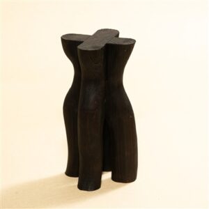 Lg Wood Pedestal Burned Dia 6.25" & H 11"- A - Burned