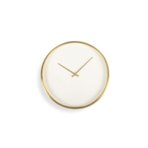 White w/Gold Simple Dial Clock Dia16"-ST - Matt Brass