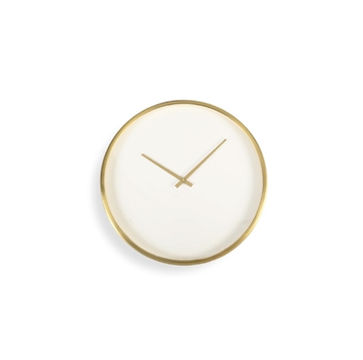 White w/Gold Simple Dial Clock Dia16"-ST - Matt Brass