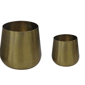 Set of 2 Antique Brass Wine Coolers- A - Antique Brass