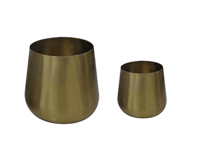 Set of 2 Antique Brass Wine Coolers- A - Antique Brass