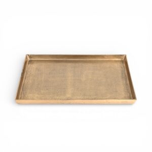 Lg. Cast Aluminum Rectangle Tray Brass Antique - Brass Antq