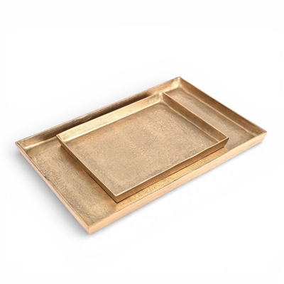 Lg. Cast Aluminum Rectangle Tray Brass Antique - Brass Antq - Imagen 3