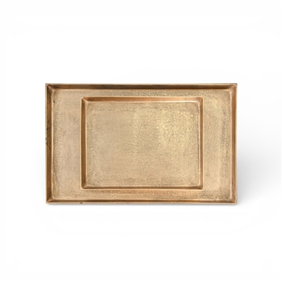 Lg. Cast Aluminum Rectangle Tray Brass Antique - Brass Antq - Imagen 5