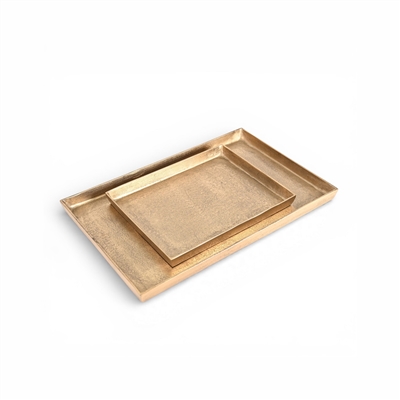 Sm. Cast Aluminum Rectangle Tray Brass Antique - Brass Antq - Imagen 4