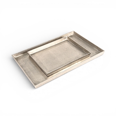 Lg. Cast Aluminum Rectangle Tray Nickel Antique - Nickel Antq - Imagen 3