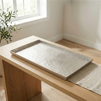 Lg. Cast Aluminum Rectangle Tray Nickel Antique - Nickel Antq - Imagen 4