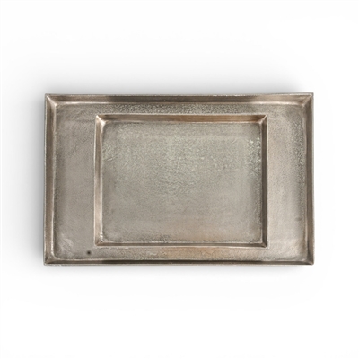 Lg. Cast Aluminum Rectangle Tray Nickel Antique - Nickel Antq - Imagen 5