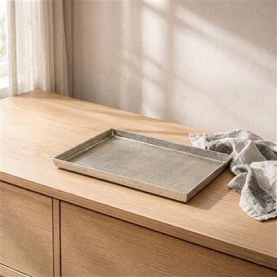 Lg. Cast Aluminum Rectangle Tray Nickel Antique - Nickel Antq - Imagen 6