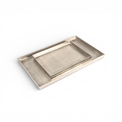 Sm. Cast Aluminum Rectangle Tray Nickel Antique - Nickel Antq - Imagen 3