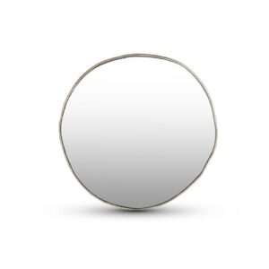 Lg. Organic Cast Aluminum Mirror 34.5”Dia - Brass Antq