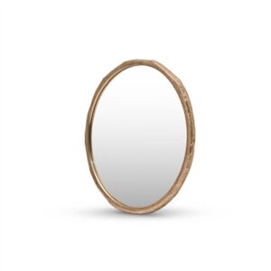 Med. Organic Cast Aluminum Mirror 30”Dia - Brass Antq