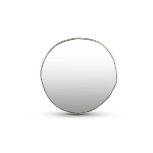 Sm. Organic Cast Aluminum Mirror 24”Dia - Brass Antq