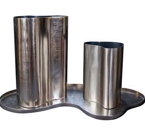 Set of 2 Wine Coolers w/ Tray- A - Nickel
