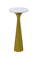 Round White Marble Top Table w/Gold Base - White-ST - White