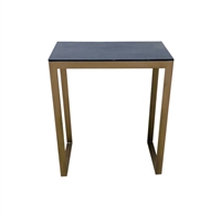 Aluminum Black Top Rectangular Side Table w/Brass Antique Stand- ST - Black - Black