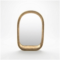Curved Border Window Mirror Brass Antique Dia 22.50” - Brass Antique - Brass Antique