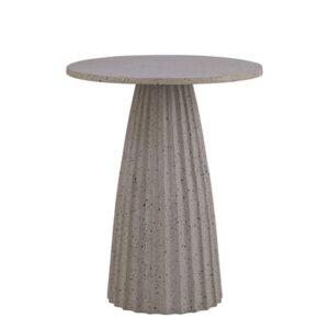 Beige Aluminum Side Table w/Chisel Texture Base Dia 17.8”- A - Beige